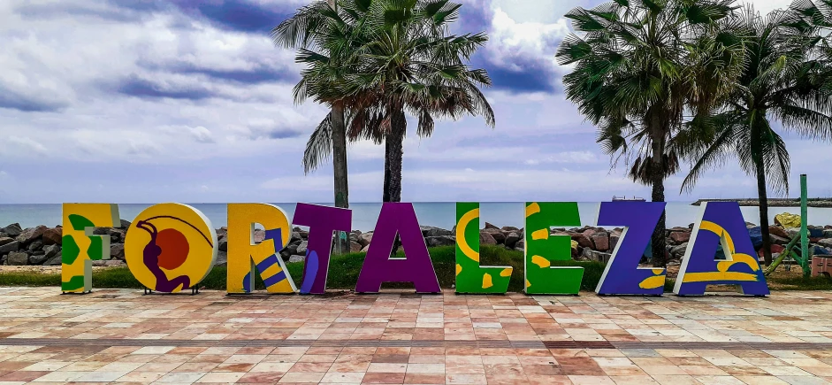 a sculpture with letters in the language of latin america