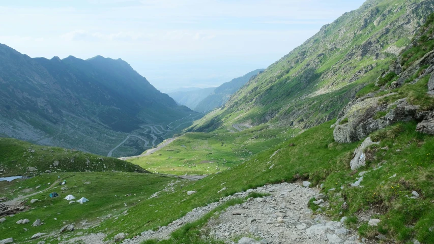 the mountains are shown as if they were in a valley