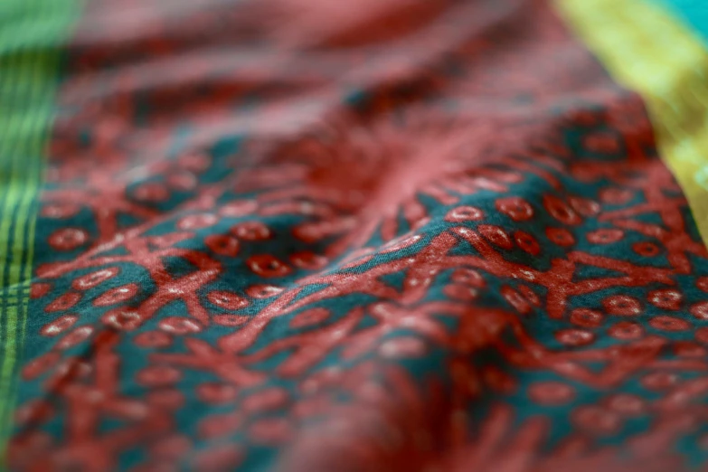 closeup of a red and green scarf