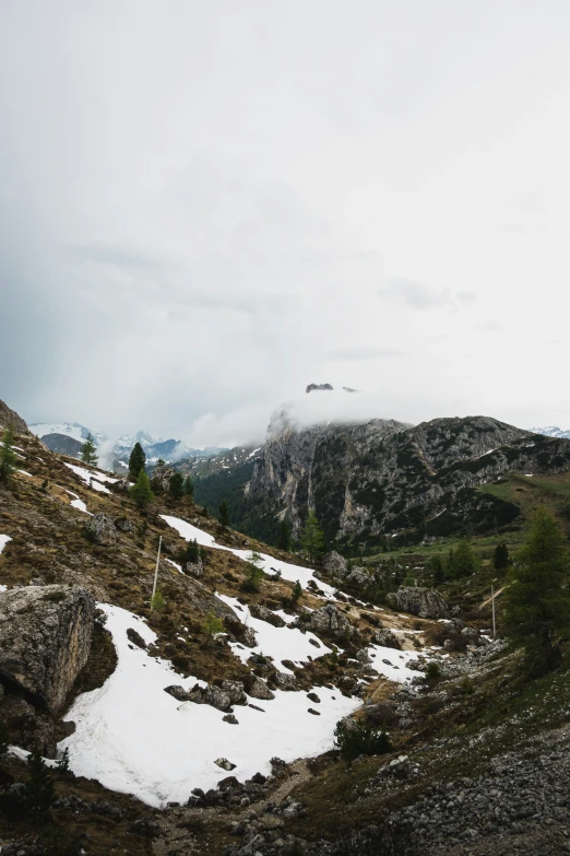 the snow covered mountains are very rocky