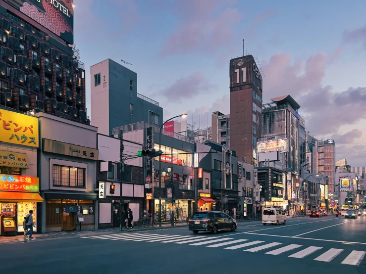 the street is empty and the traffic is stopped at night