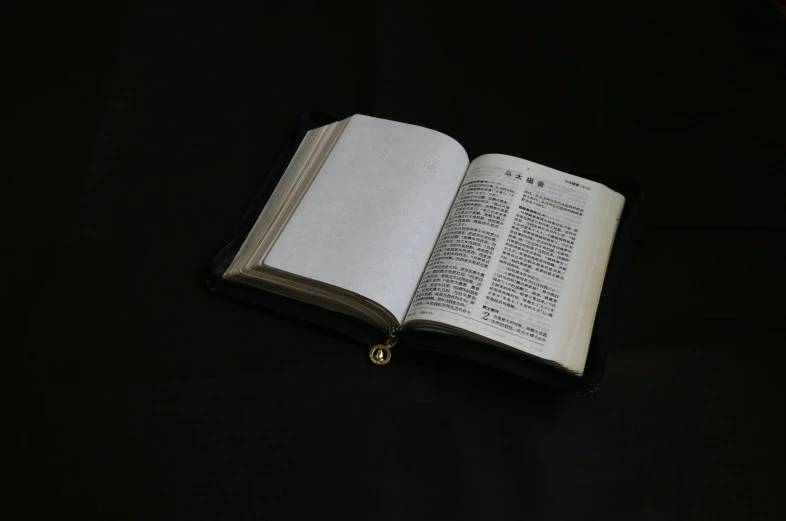 an open bible sitting on a table