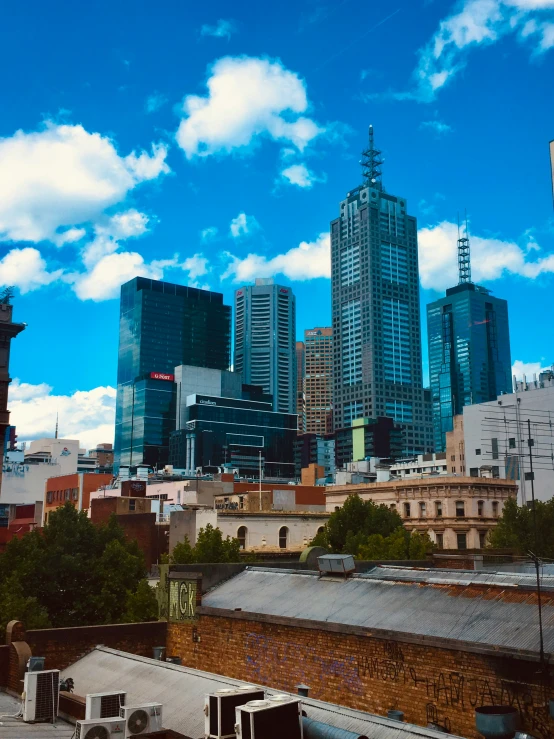 city skylines viewed from the top of building