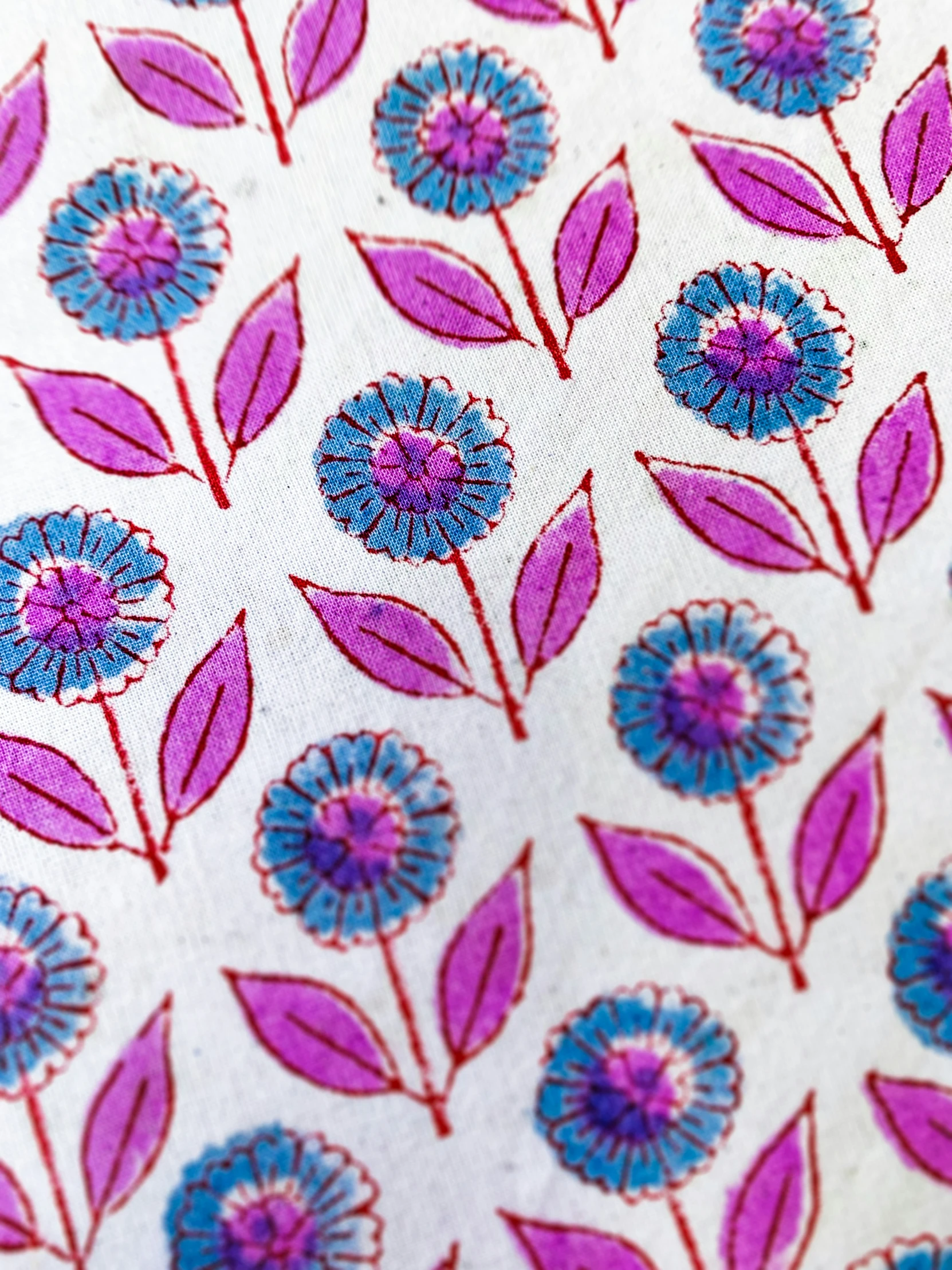 an image of pink and blue flowers on white paper