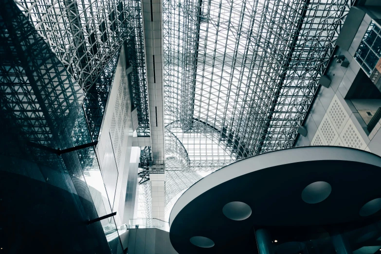 looking up at some kind of glass ceiling