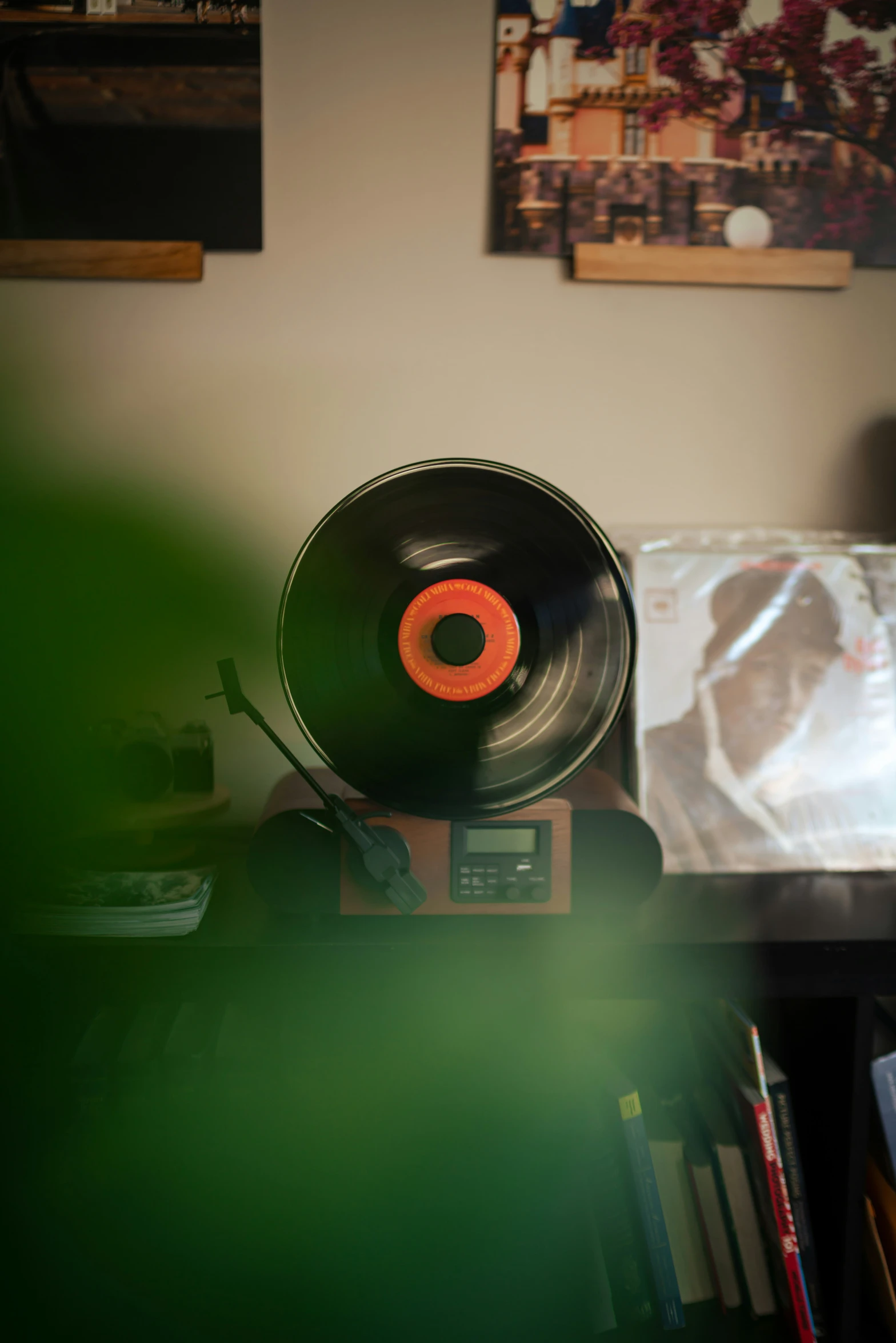 a vinyl record sitting on top of a record player