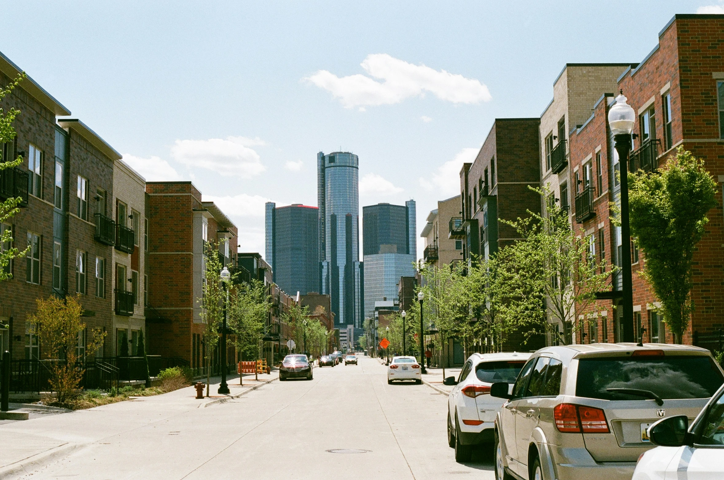 the tall buildings can be seen in the distance