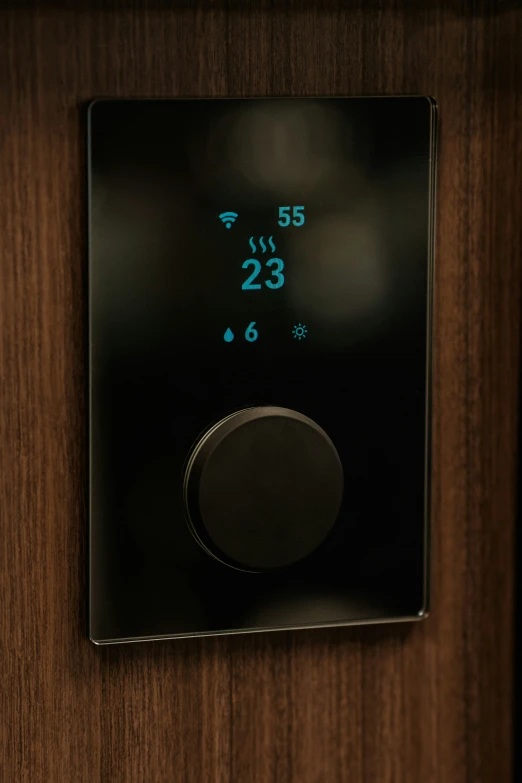 a wood panel with a digital clock sitting on it