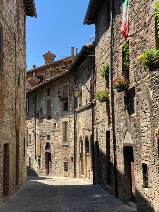 an alley between two buildings in an old european city