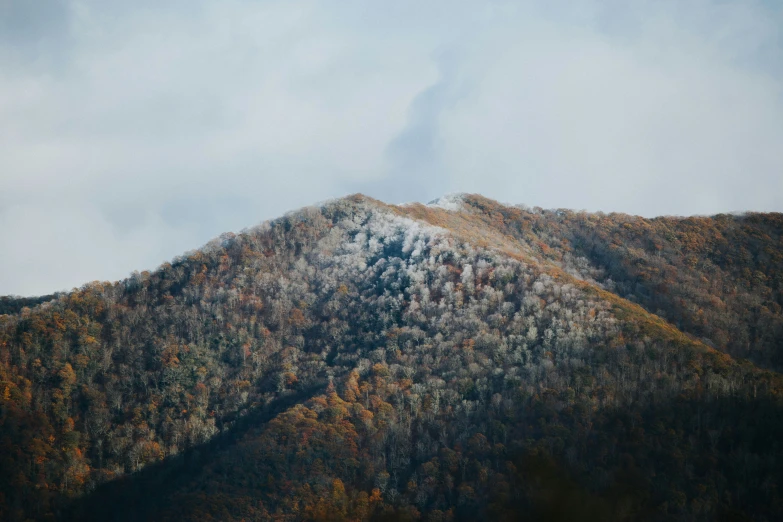 the top of a mountain with snow covered mountains in background