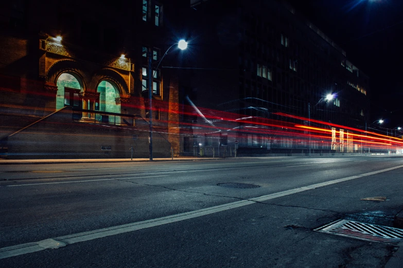 long exposure of the street with buildings and cars