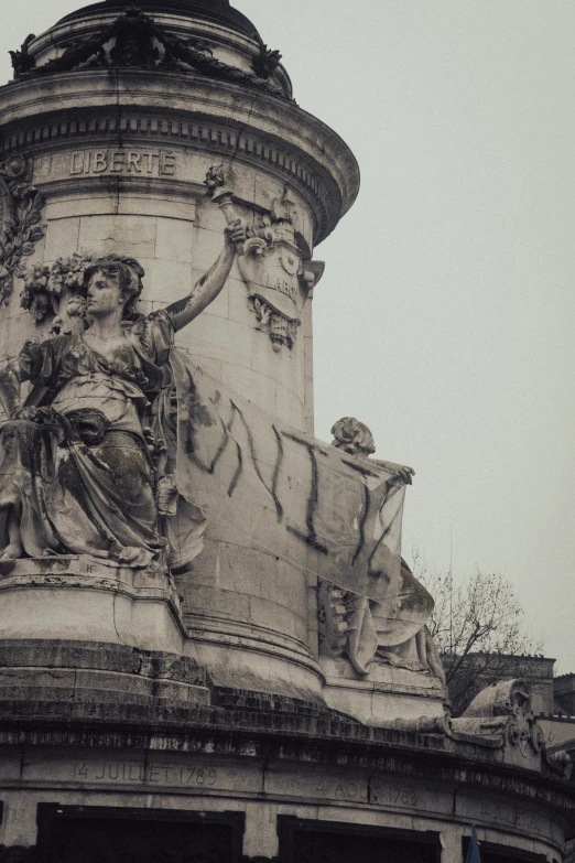 there is an ornate architectural structure on top of this building