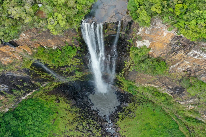 a beautiful waterfall has many small streams