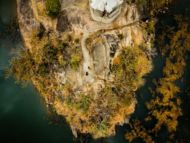 this is a house perched on an island