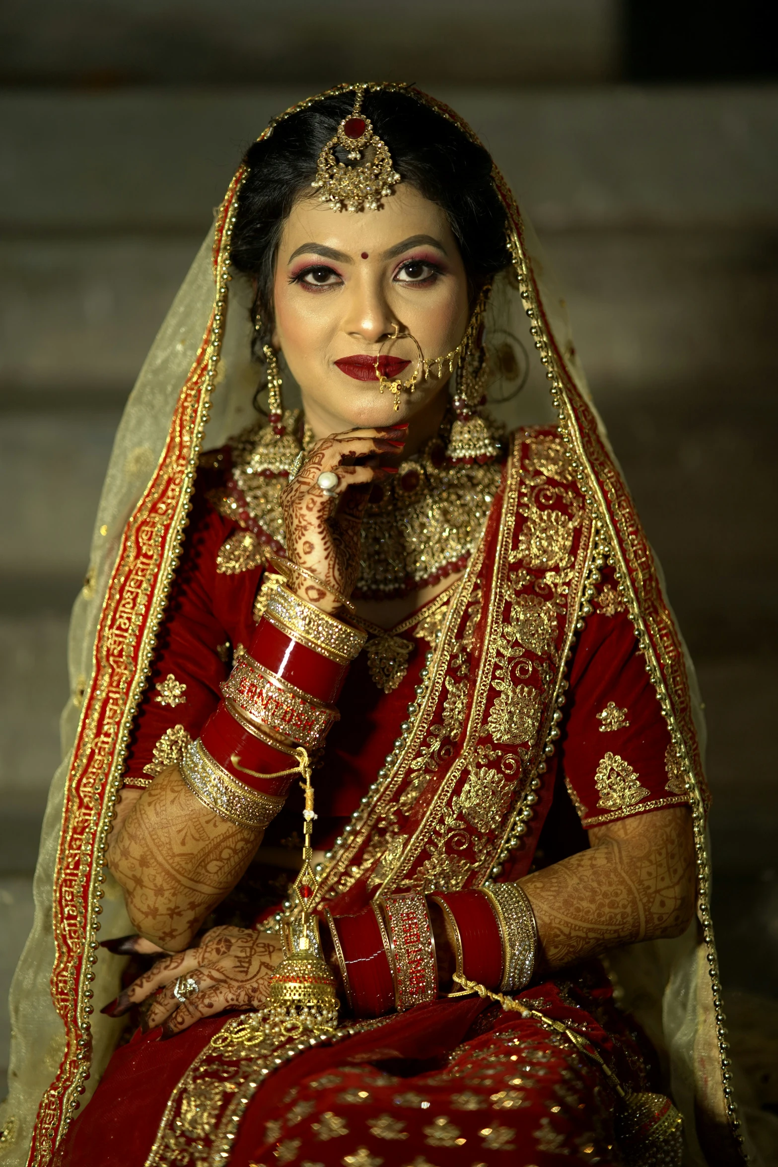 indian bride poses for a po