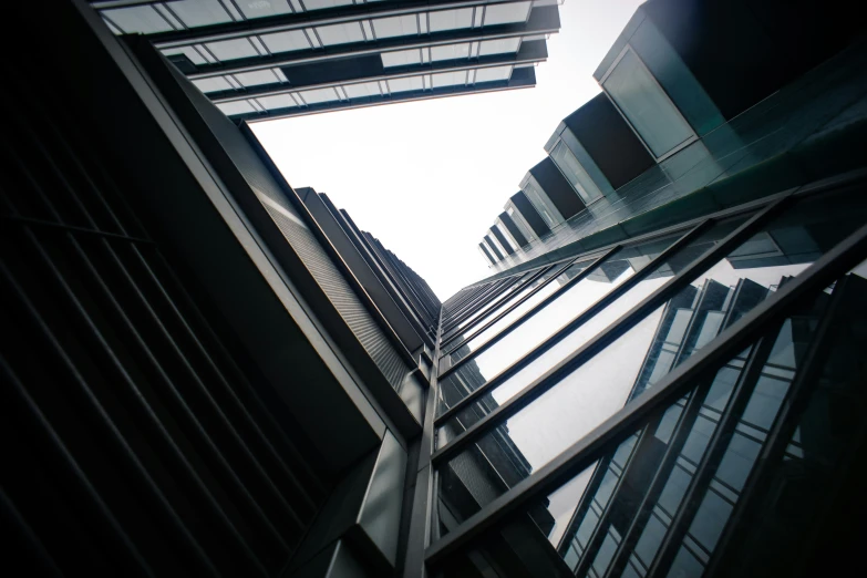 looking up at an upward modern building