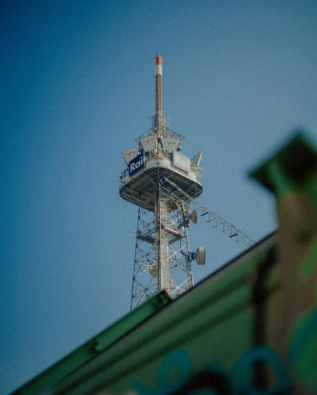 the top of a television tower is visible