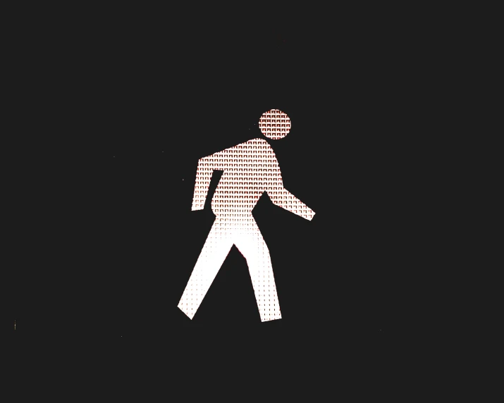 the silhouette of a walking man is shown on a dark background