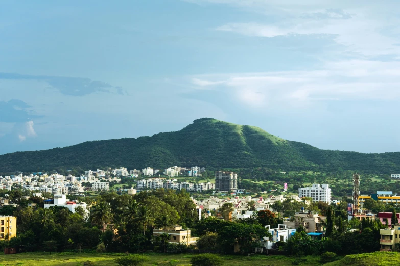 an aerial s of a city from a hill