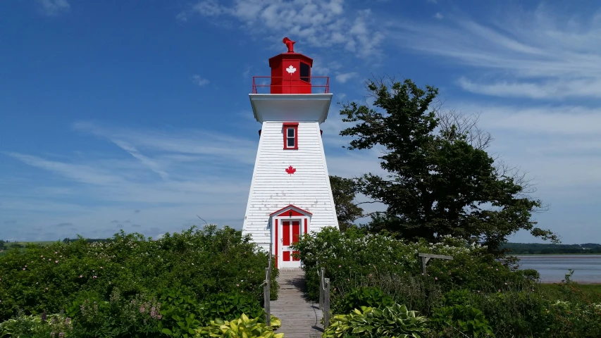 a lighthouse that has some steps going to it