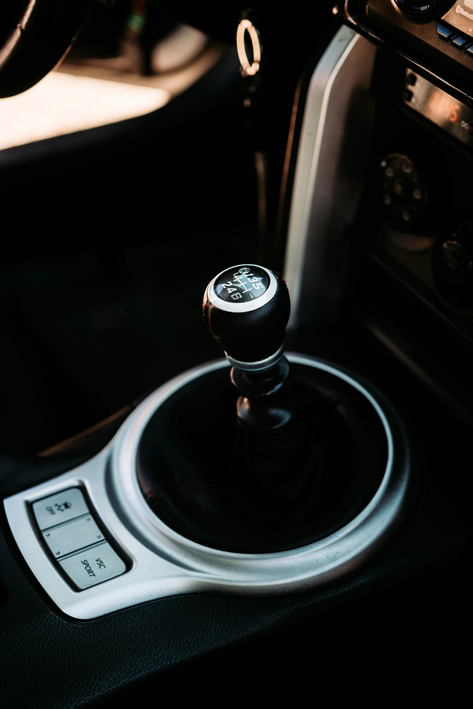 a car with the shift wheel in position