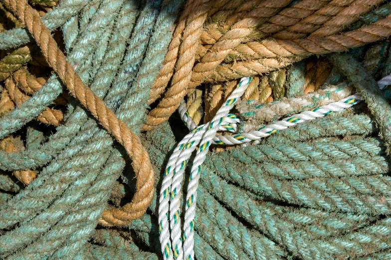 several rope piled up on top of each other