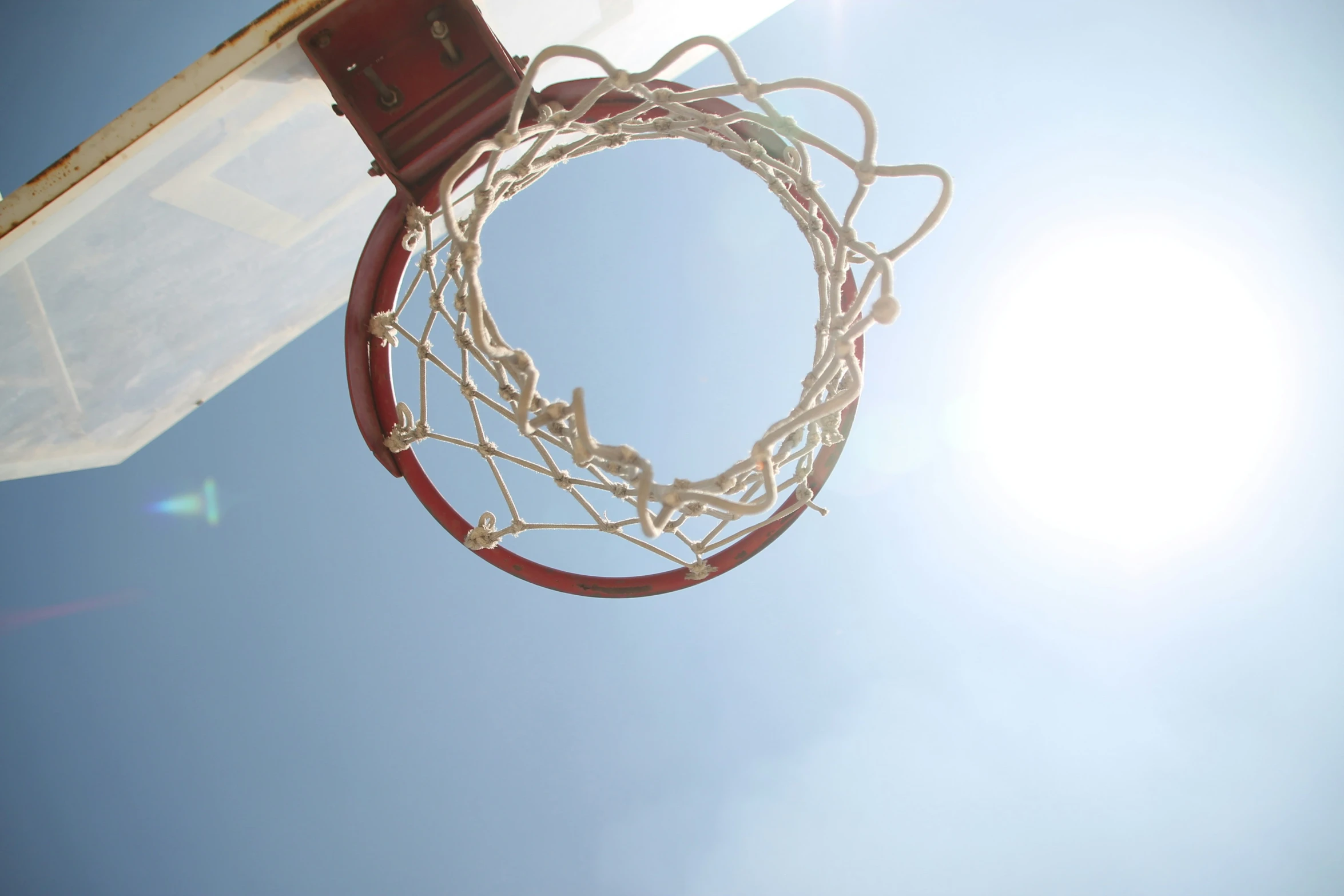 a basketball hoop is shown flying through the air