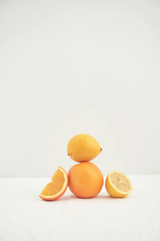 an orange is stacked on top of each other