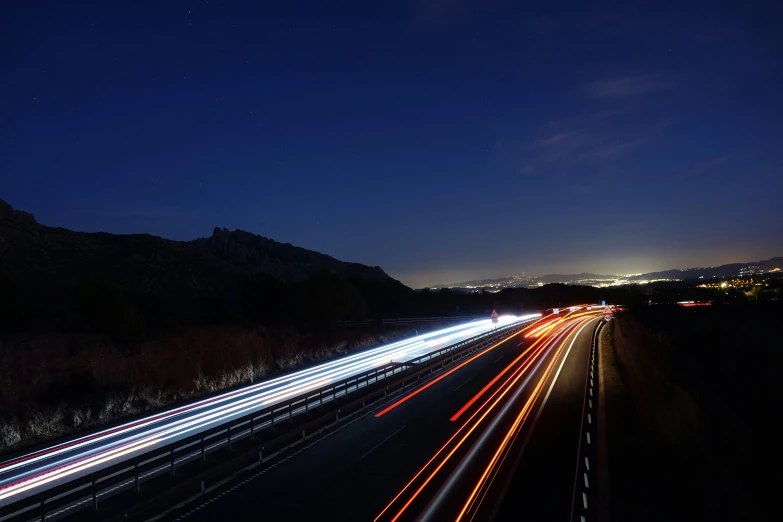 long exposure ss of lights in an freeway