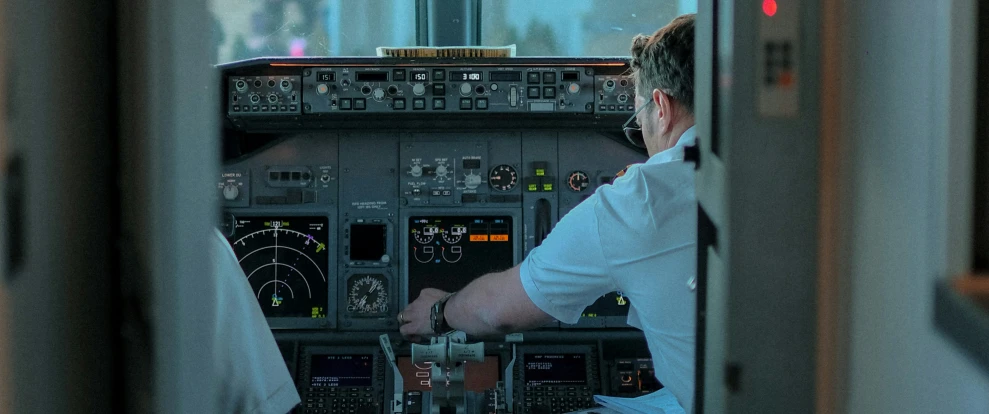 an airman in the control area of a large airplane