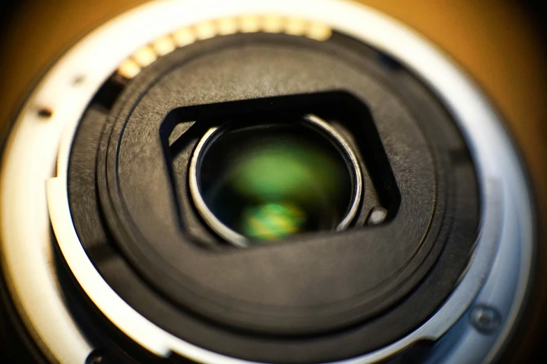 the front lens of a camera on display