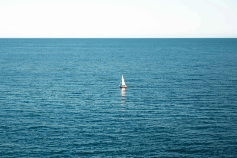 sailboat on the ocean with blue sky in background