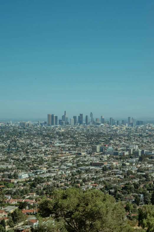 the cityscape is dotted by tall, modern buildings