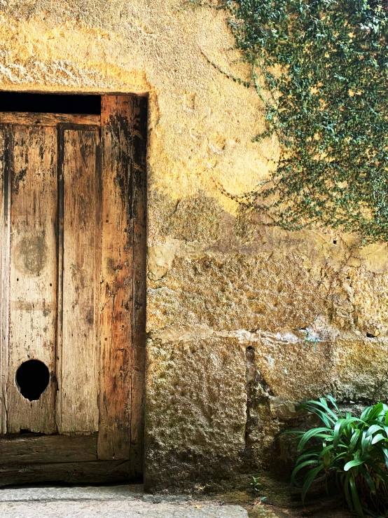 an old wooden door in a building