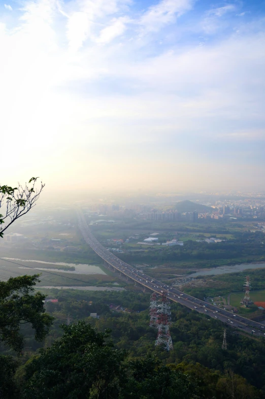 an aerial view of a city skyline with lots of traffic