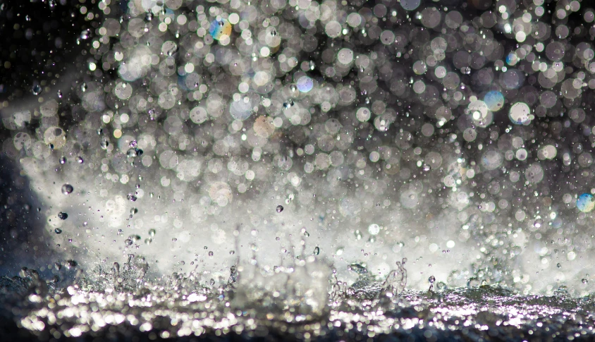 a close up image of rain hitting a window