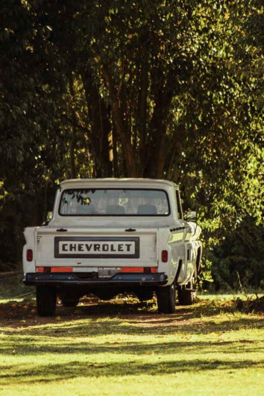 there is a truck that has pulled over to the woods