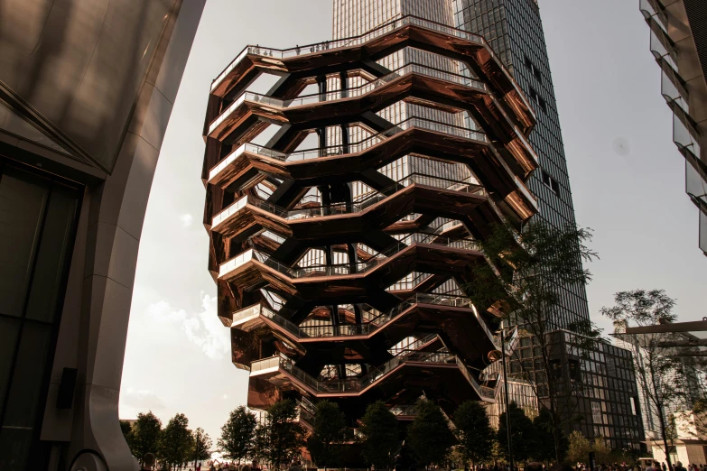 a tall building with stairs in front of it