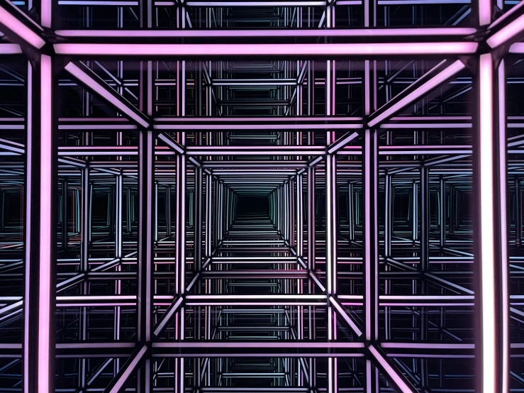 a very colorful square structure with many lines and angles