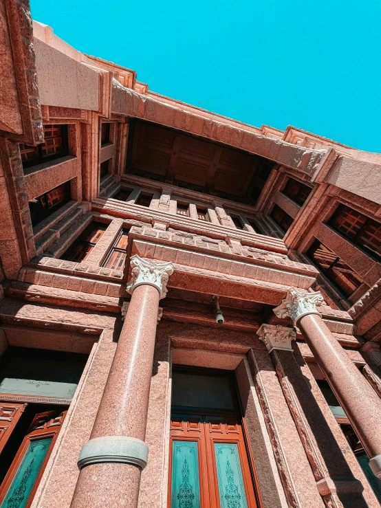 an upward view of the upper part of a building