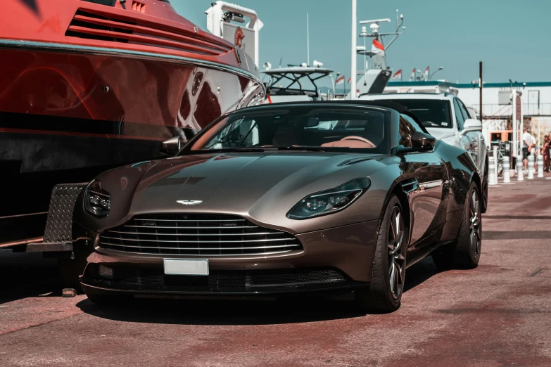 a car is parked next to a boat