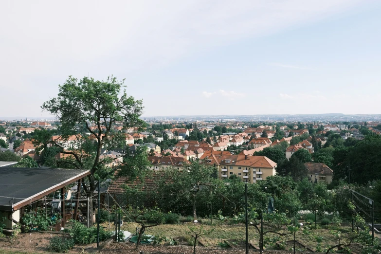 a view of the town from a hill top