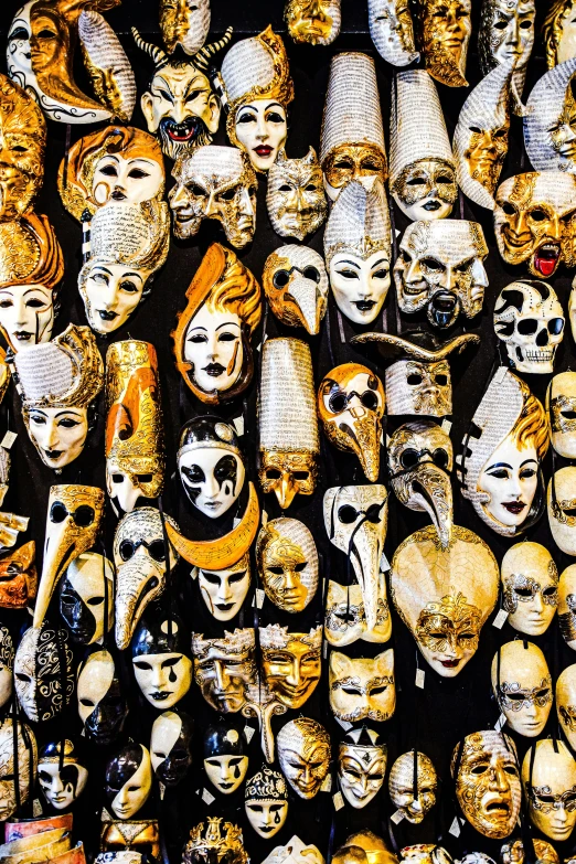 many different kinds of masks in various colors