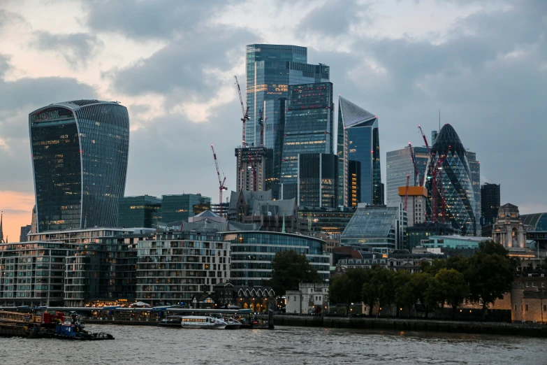 an image of skyline of skyscrs in the city