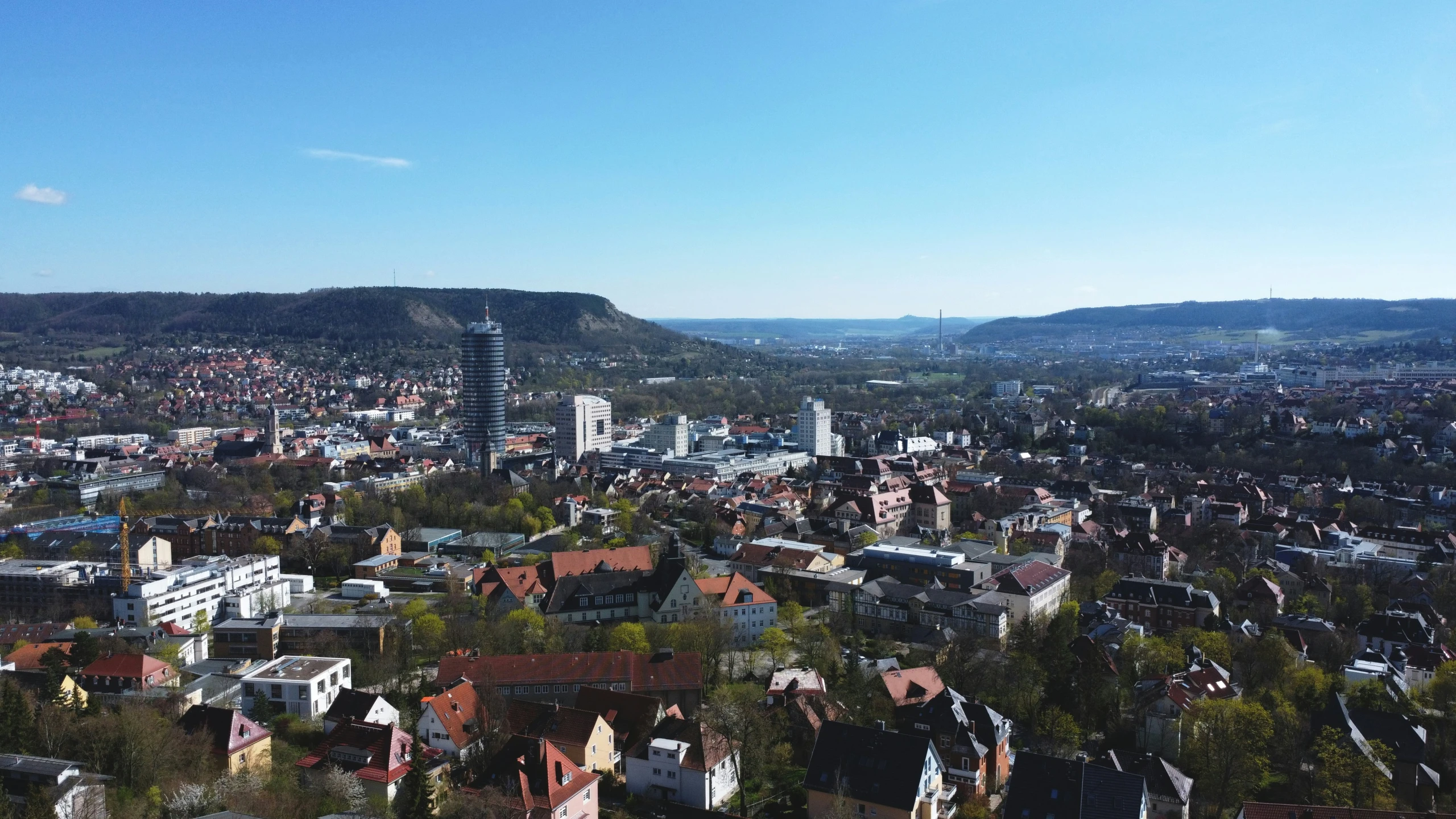 there is a very large city with some trees in the middle