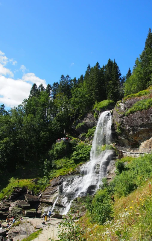 a waterfall falling off the side of a mountain