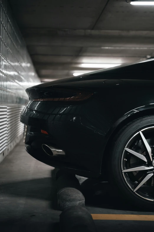 a car parked in a parking garage