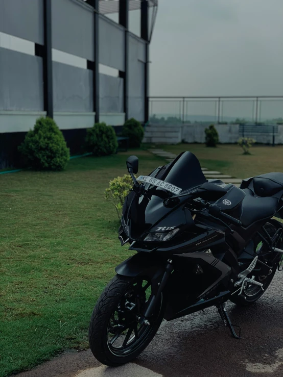 a motorcycle parked on the side of a road