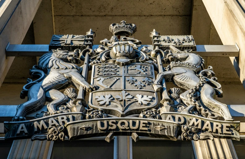 the crest and insignia of the city of new orleans on the entrance to a building