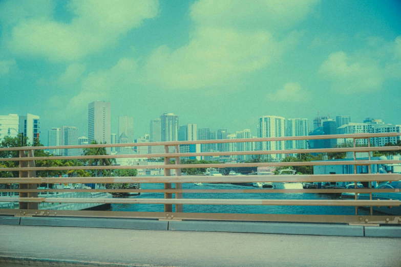 a view out the back window of a car on the highway